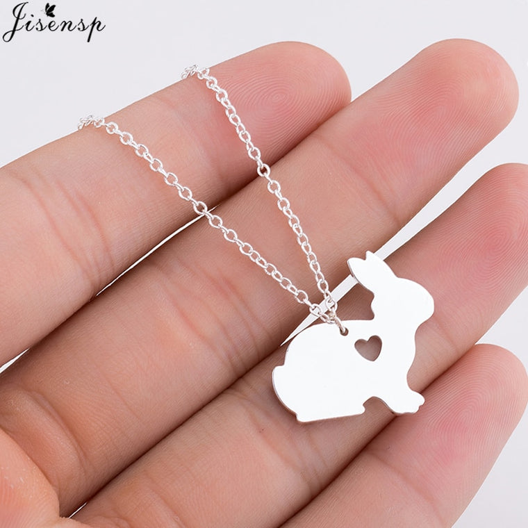 Jisensp Lovely Animal Rabbit Charm Necklace Bunny Pendants Necklaces for Women Animal Jewelry Necklace Party Gifts bijoux