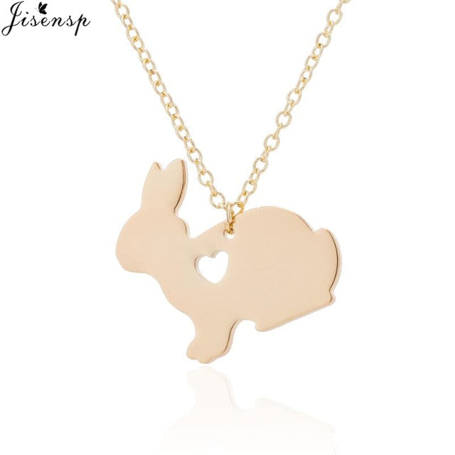 Jisensp Lovely Animal Rabbit Charm Necklace Bunny Pendants Necklaces for Women Animal Jewelry Necklace Party Gifts bijoux