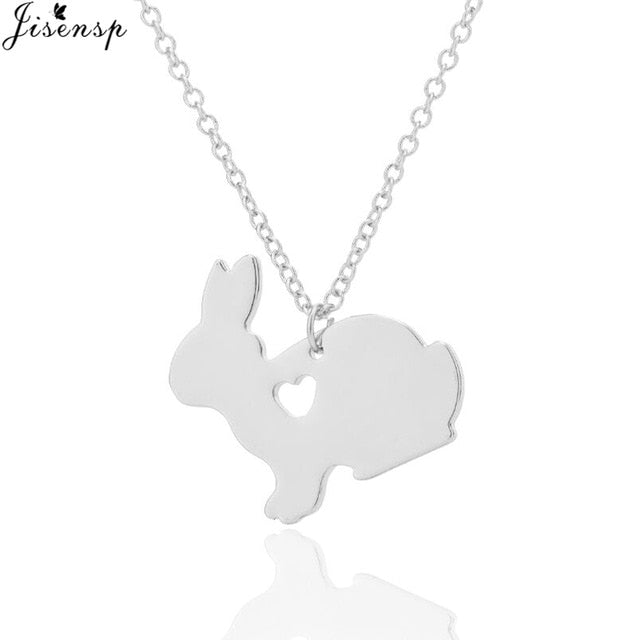 Jisensp Lovely Animal Rabbit Charm Necklace Bunny Pendants Necklaces for Women Animal Jewelry Necklace Party Gifts bijoux