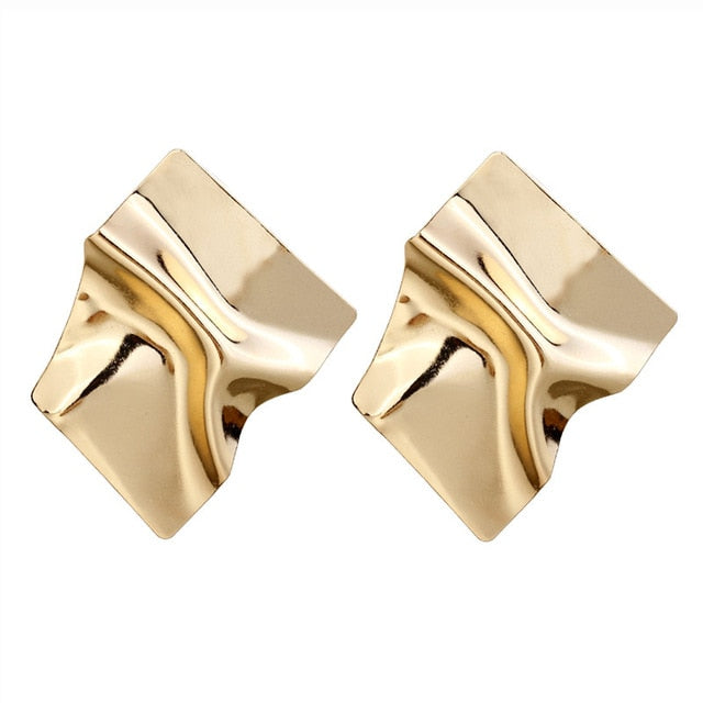 2019 New Fashion Stud Earrings For Women Golden Color Round Ball Geometric Earrings For Party Wedding Gift Wholesale Ear Jewelry