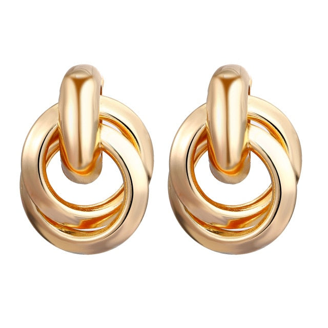 2019 New Fashion Stud Earrings For Women Golden Color Round Ball Geometric Earrings For Party Wedding Gift Wholesale Ear Jewelry