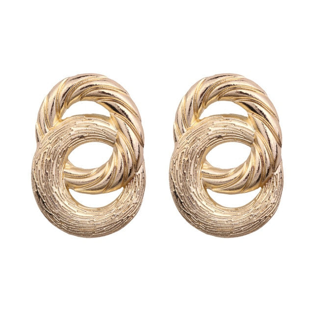 2019 New Fashion Stud Earrings For Women Golden Color Round Ball Geometric Earrings For Party Wedding Gift Wholesale Ear Jewelry