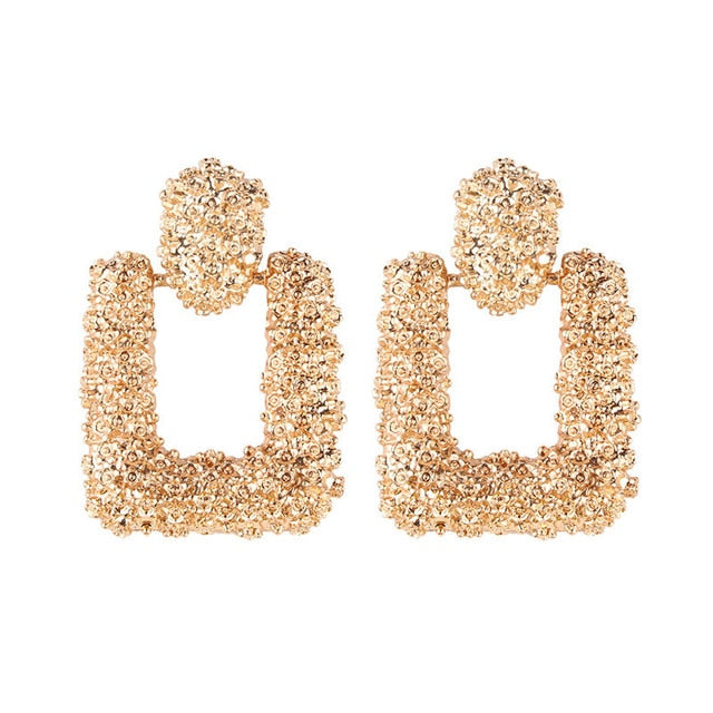 2019 New Fashion Stud Earrings For Women Golden Color Round Ball Geometric Earrings For Party Wedding Gift Wholesale Ear Jewelry