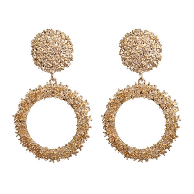 2019 New Fashion Stud Earrings For Women Golden Color Round Ball Geometric Earrings For Party Wedding Gift Wholesale Ear Jewelry