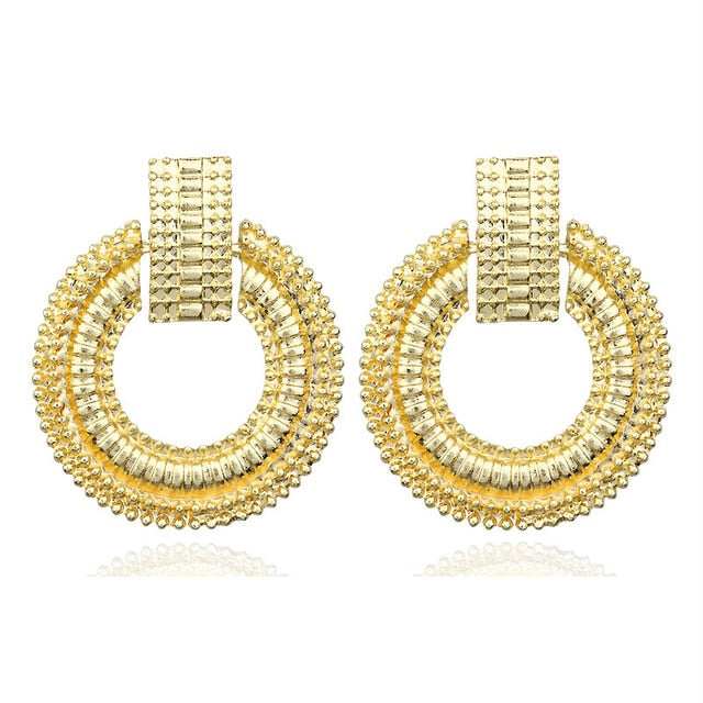 2019 New Fashion Stud Earrings For Women Golden Color Round Ball Geometric Earrings For Party Wedding Gift Wholesale Ear Jewelry