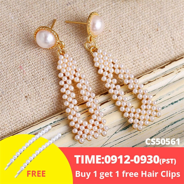 17KM Oversize Pearl Hoop Earrings For Women Girls Unique Twisted Big Earrings Circle Earring Brinco Statement Fashion Jewelry
