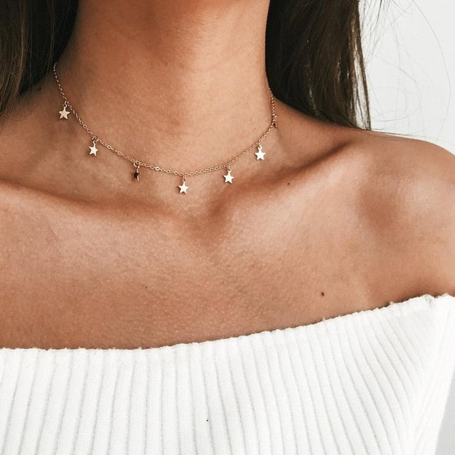 2019 New Boho Women chocker neck Chain star choker Necklace collana Kolye Bijoux Collares Mujer gargantilha Collier Femme