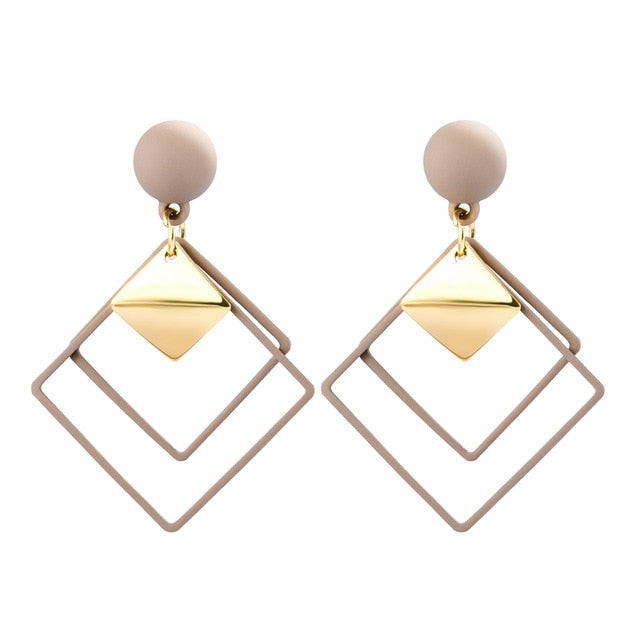 BICUX New Fashion Round Dangle Drop Korean Earrings For Women Geometric Round Heart Gold Earring Wedding Jewelry