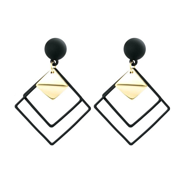 BICUX New Fashion Round Dangle Drop Korean Earrings For Women Geometric Round Heart Gold Earring Wedding Jewelry