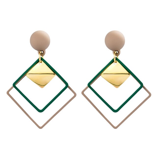 BICUX New Fashion Round Dangle Drop Korean Earrings For Women Geometric Round Heart Gold Earring Wedding Jewelry