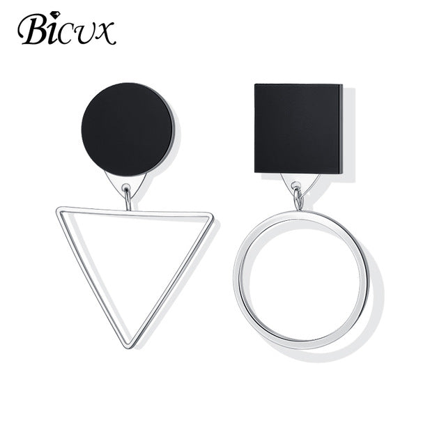 BICUX New Fashion Round Dangle Drop Korean Earrings For Women Geometric Round Heart Gold Earring Wedding Jewelry