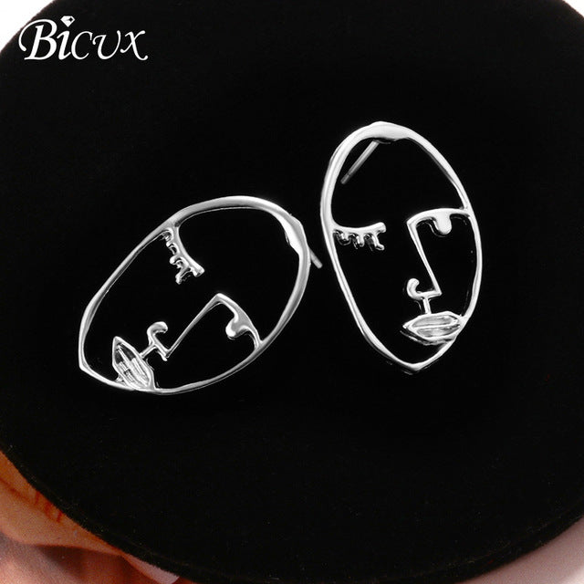 BICUX New Fashion Round Dangle Drop Korean Earrings For Women Geometric Round Heart Gold Earring Wedding Jewelry