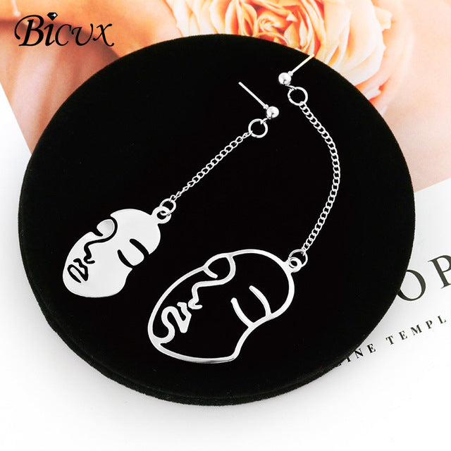 BICUX New Fashion Round Dangle Drop Korean Earrings For Women Geometric Round Heart Gold Earring Wedding Jewelry