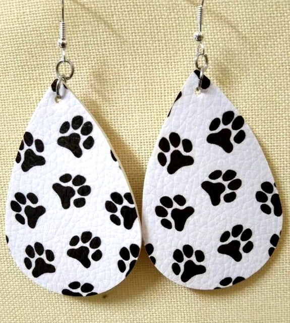 AKOLION Women's Faux Leather Floral Print Teardrop Dangle Pierced Earrings