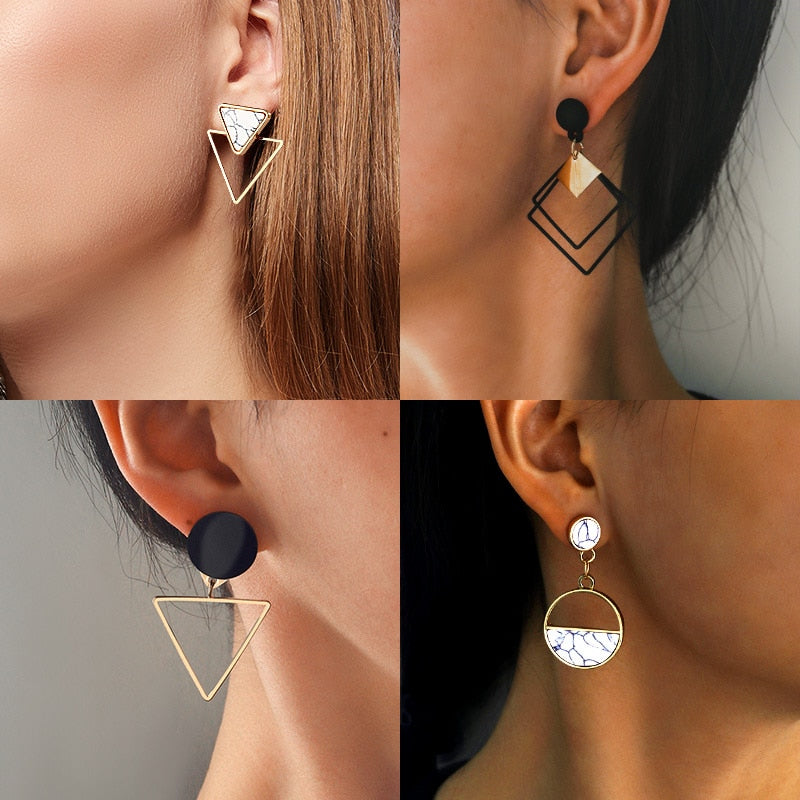 X&P New Fashion Round Dangle Drop Korean Earrings For Women Geometric Round Heart Gold Earring Wedding 2019 kolczyki Jewelry