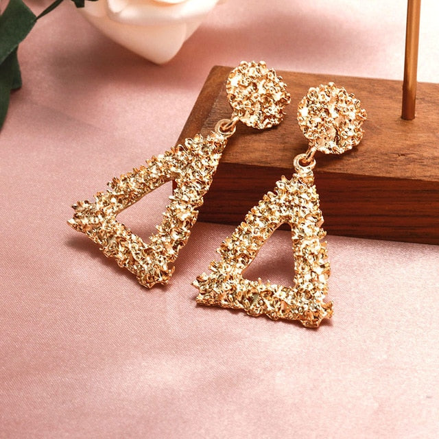 X&P New Fashion Round Dangle Drop Korean Earrings For Women Geometric Round Heart Gold Earring Wedding 2019 kolczyki Jewelry