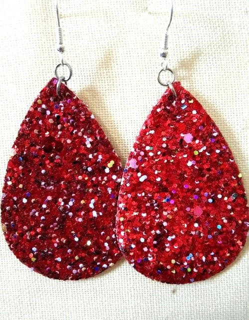AKOLION Women's Faux Leather Floral Print Teardrop Dangle Pierced Earrings
