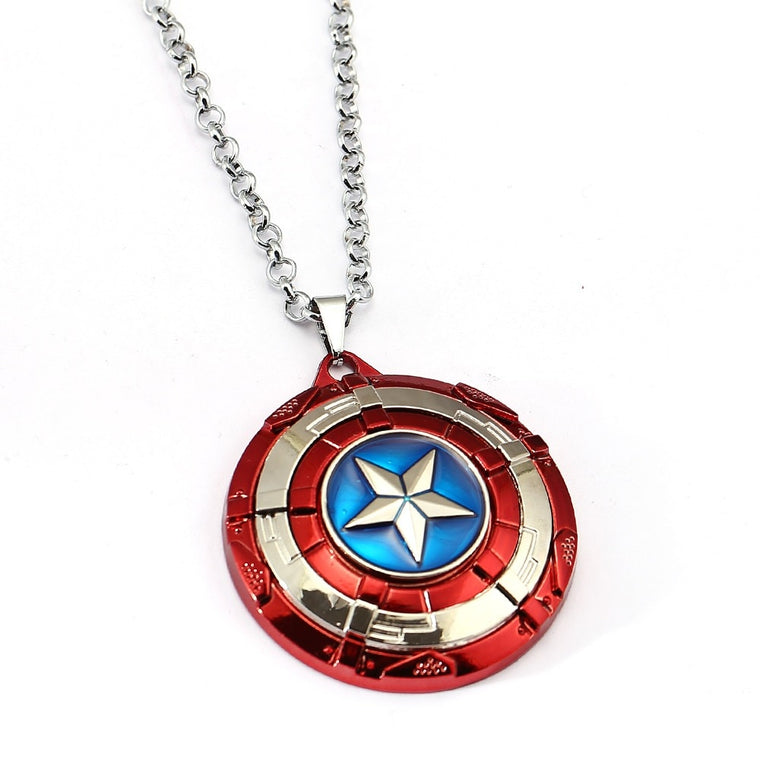 4 colors Captain America Necklace The Avengers Rotatable Pendant Fashion Stainless Steel Necklaces Gift Jewelry Accessories