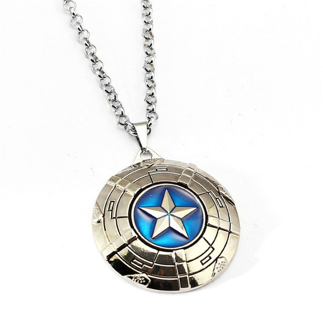 4 colors Captain America Necklace The Avengers Rotatable Pendant Fashion Stainless Steel Necklaces Gift Jewelry Accessories
