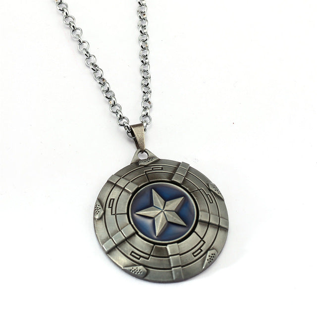 4 colors Captain America Necklace The Avengers Rotatable Pendant Fashion Stainless Steel Necklaces Gift Jewelry Accessories