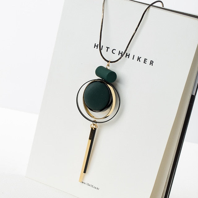 Rainbery Fashion Bohemian Geometric Wood Handmade Vintage Tassel Long Sweater Chain Necklace Fashion Women Jewelry Accessories