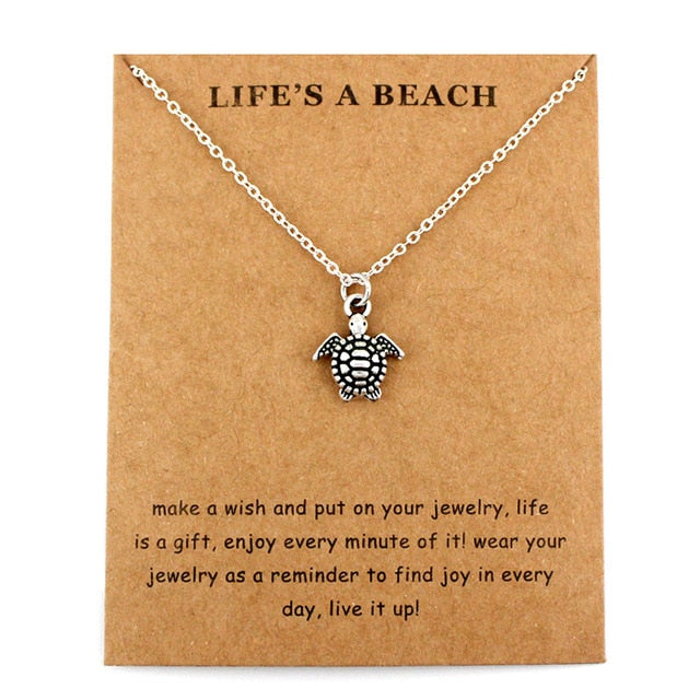 Honeycomb Bee Necklaces Waves Beach Sea Turtle Tortoise Pendants Women Men Girl Unisex Trendy Fashion Jewelry Christmas Gift