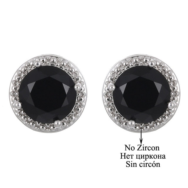 Classic Green AAA Cubic Zirconia Stud Earrings Round Crystal Girl Ear Studs For Women Multicolor Fashion Jewelry brincos AE176