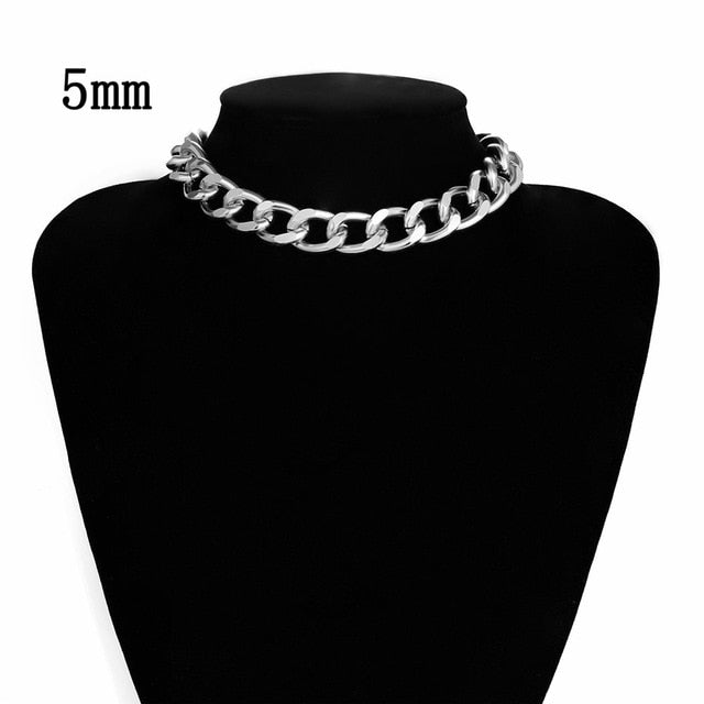 Ingemark Punk Miami Cuban Choker Necklace Collar Statement Hip Hop Big Chunky Aluminum Golden Thick Chain Necklace Women Jewelry