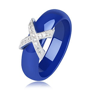 Fashion Jewelry Women Ring With AAA Crystal 6/8 mm X Cross Ceramic Rings For Women Men Plus Big Size 10 11 12 Wedding Ring Gift