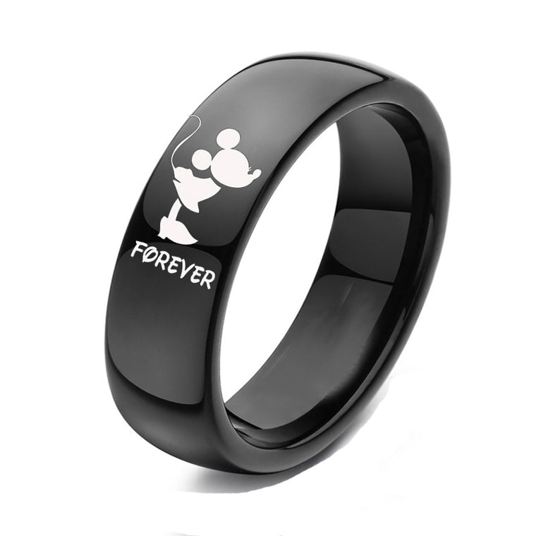 Forever Together Wedding Rings for Women Men Black-color Couple Promise Band Alliance Bijoux
