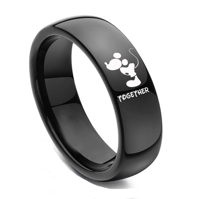 Forever Together Wedding Rings for Women Men Black-color Couple Promise Band Alliance Bijoux