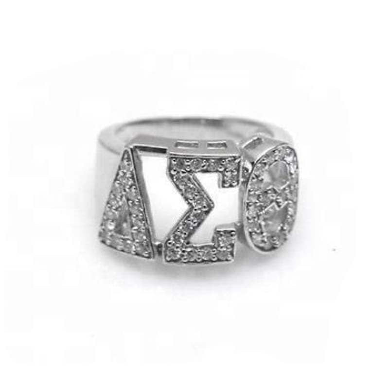 High Quality Silver Zircon GREEK Delta Sigma Theta SORORITY Finger Ring